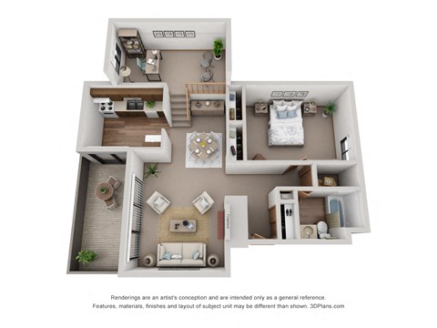 Floor plan for 1 bed, 1 bath, 1026 sqft